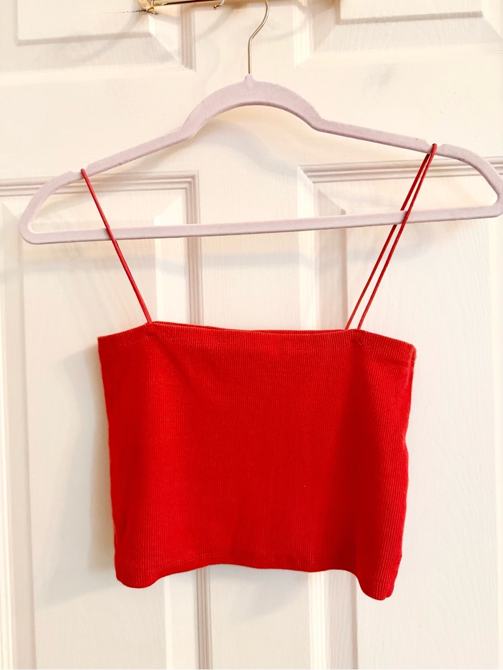 Red ribbed Zara crop top